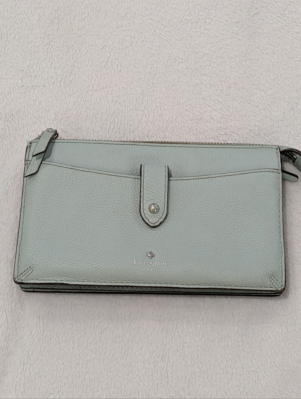 Kate Spade Light Blue Leather Zip Wallet Clutch